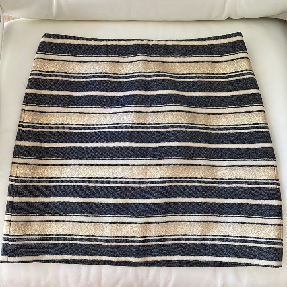 J Crew Metalic Striped Mini Skirt